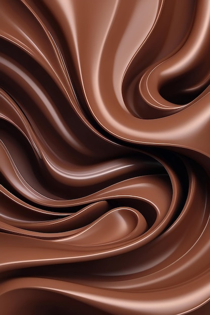 Fondo de remolino ondulado de chocolate de leche ondas de chocolate satinado abstracto flujo de color marrón IA generativa