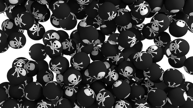 Fondo de render 3d de bola de calavera