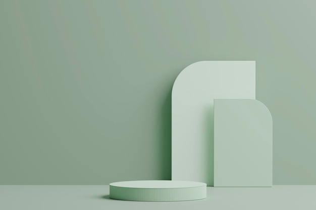 Fondo de renderizado 3d con arco de color pastel y puerta para composición de imágenes