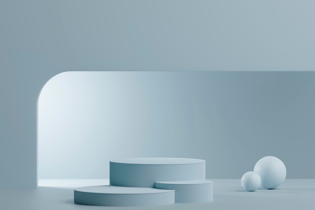 Fondo de renderizado 3d con arco de color pastel y puerta para composición de imágenes