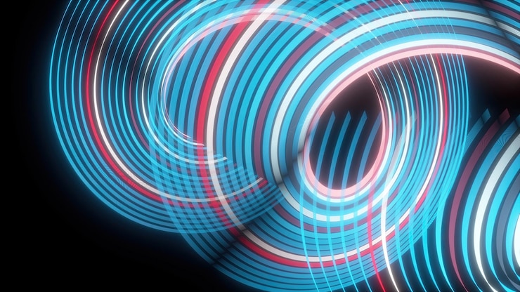 Foto fondo de renderizado 3d de líneas de brillo giratorias en espiral abstractas generadas por computadora