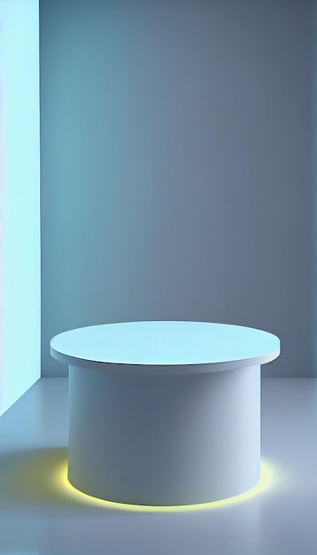 Fondo de renderizado 3D de PodiumTable para superposición de productos Colores de neón AI generativo