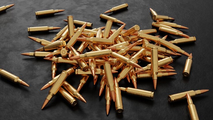 Fondo de renderizado de ilustración 3D de bala de pistola de 9 mm