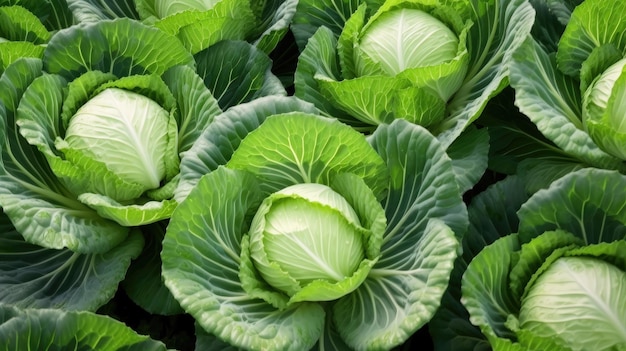 Fondo repollo en el jardín cosecha madura Día de Acción de Gracias creado con tecnología de IA generativa