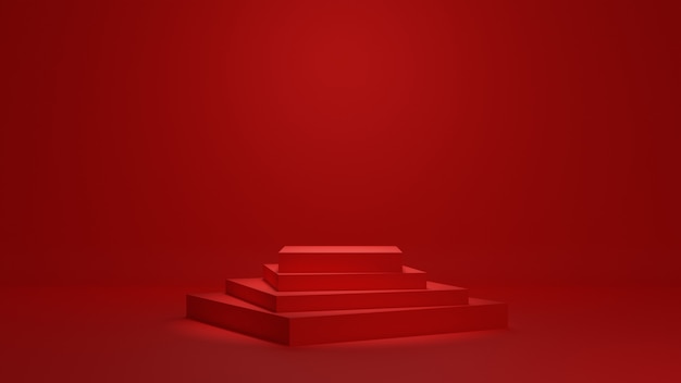 Fondo de representación 3D de podio mínimo rojo