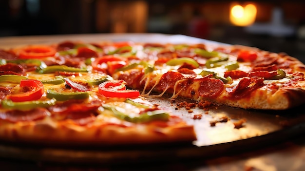 El fondo del restaurante de pizza está cerrado.