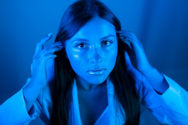 Foto fondo de retrato de luz azul