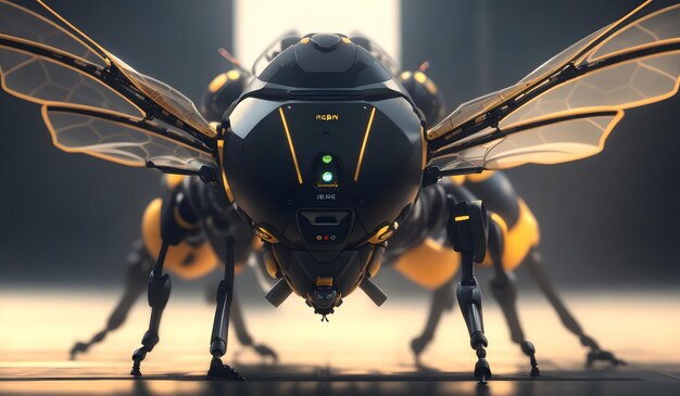 Fondo de robot de abeja de miel IA generativa