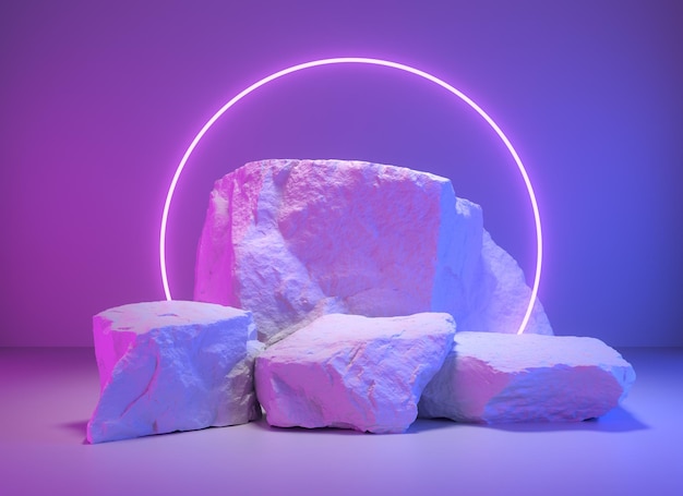 Fondo de roca abstracta para representación de podio de exhibición de productos cosméticos 3d