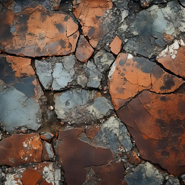 Fondo de roca crujiente con óxido y escamas de metal