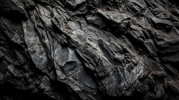 Fondo de roca negra textura de piedra gris oscuro Fondo de grunge negro Ai generativo