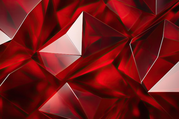 Fondo rojo abstracto con cristal 3d renderizado ilustración 3d Fondo abstracto diamante rojo AI generado