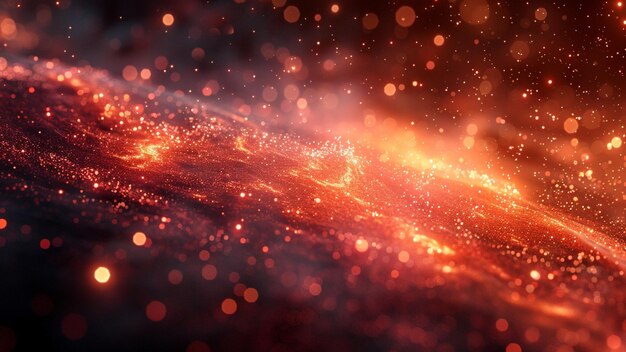fondo rojo abstracto con partículas brillantes ilustración de renderizado 3D