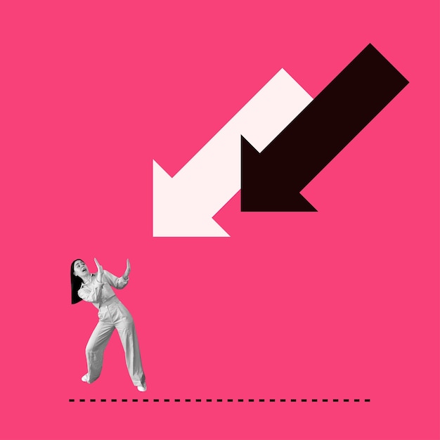 Fondo rojo Arte Collaje de negocios Concepto Banner Mujer Diseño creativo