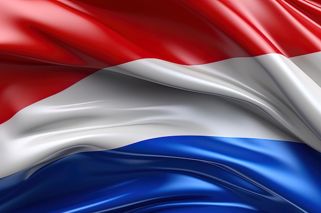 fondo rojo, blanco y azul que ondeaba la bandera nacional de los Países Bajos ondeaba un muy detallado