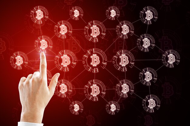 El fondo rojo brillante de Bitcoin