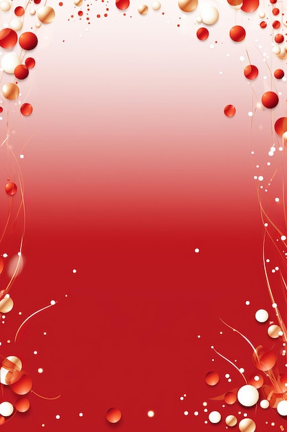un fondo rojo con confeti y burbujas