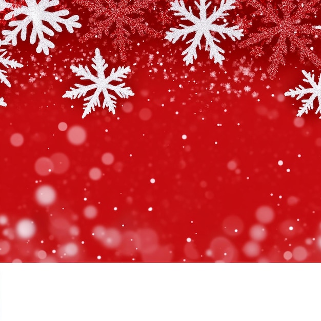 Un fondo rojo con copos de nieve y un fondo rojo