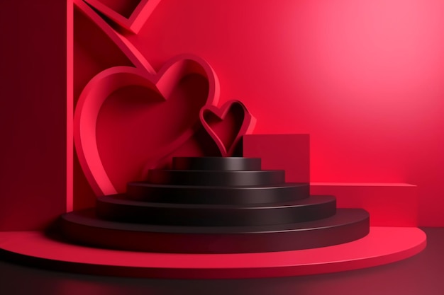 Un fondo rojo con un corazón y un fondo rojo.