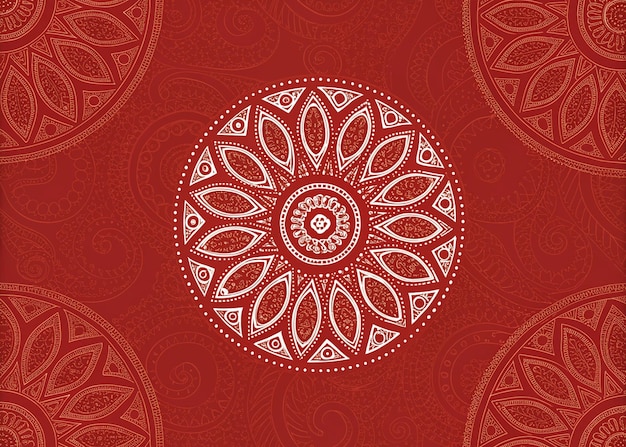 Un fondo rojo con un diseño de Mandala Bla