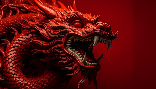 Foto fondo rojo del dragón chino