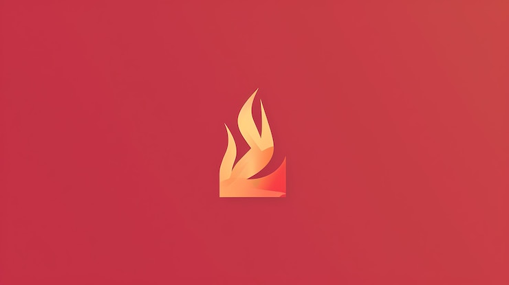 Foto un fondo rojo con un fuego dorado en él