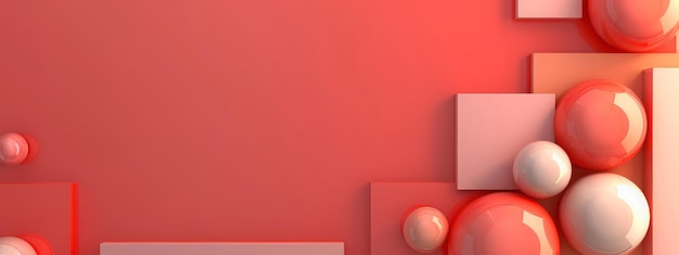 Fondo rojo geométrico abstracto en 3d con espacio de copia