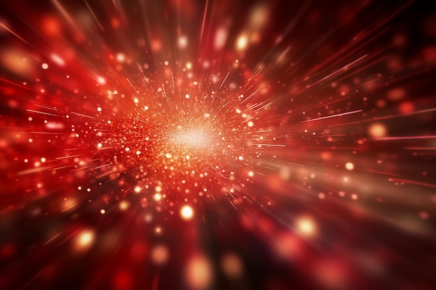 Fondo rojo de Navidad con luces bokeh y chispas vacaciones doradas año nuevo fondo abstracto