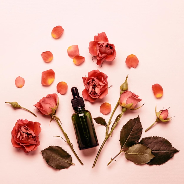 Fondo romántico con marco de pétalos de rosa concepto del día de San Valentín