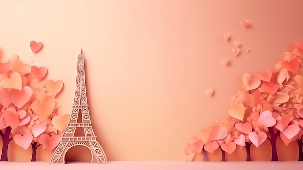 Fondo romántico de París Ilustración AI GenerativexA