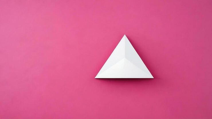 Foto un fondo rosa y blanco con un triángulo blanco
