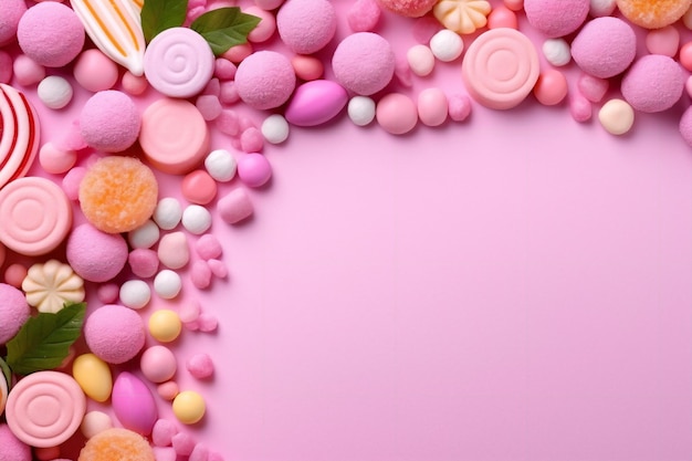 Fondo rosa con borde de caramelo