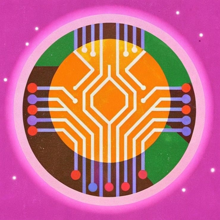 Foto un fondo rosa con un diseño colorido en él