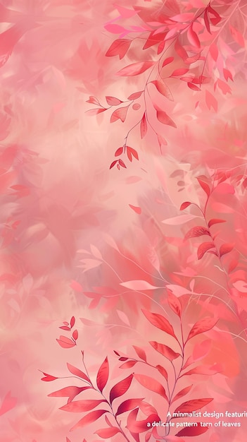 un fondo rosa con flores y hojas rosas