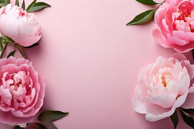 Foto un fondo rosa con flores en él