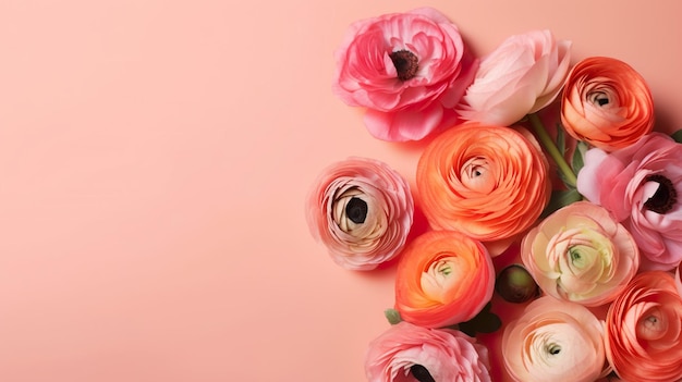 Un fondo rosa con flores.