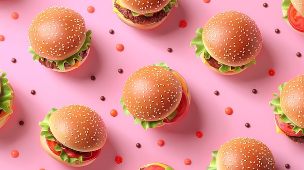 un fondo rosa con un fondo rosado con una imagen de una hamburguesa en él