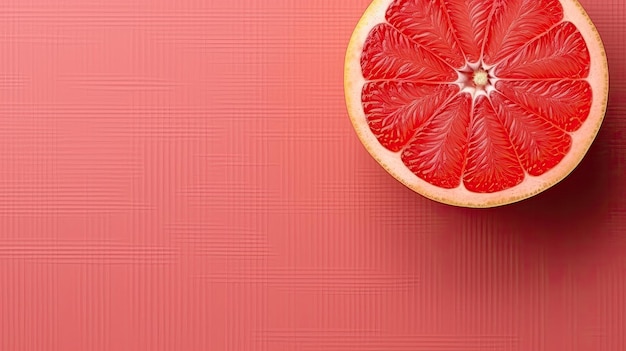 Un fondo rosa con la mitad de un pomelo.