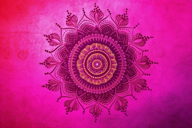 Un fondo rosa y morado con un diseño de mandala.