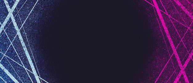 Fondo rosa oscuro azul neón bordes pintura rociada gruesa textura amplio espacio de copia de diseño de banner