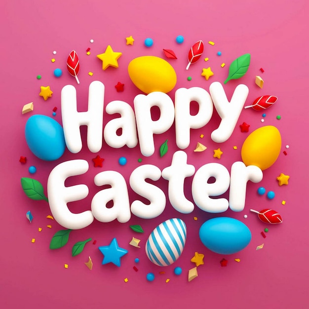 un fondo rosa con las palabras feliz Pascua en él