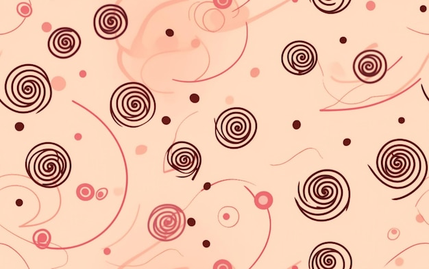 Un fondo rosa con remolinos y círculos y las palabras "espiral" en él.