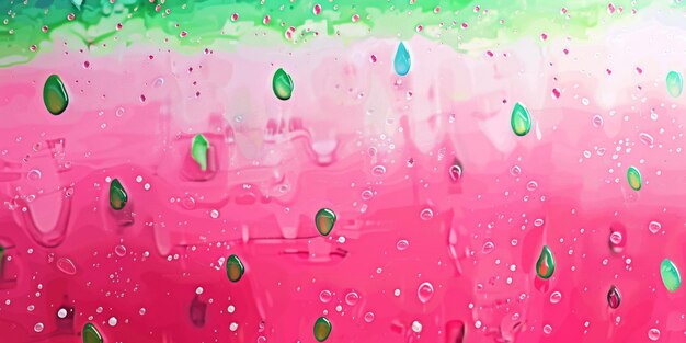 Foto un fondo rosa y verde con gotas de agua en él