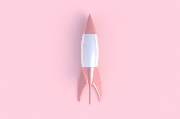 Fondo rosado mínimo abstracto de Rocket, representación 3d