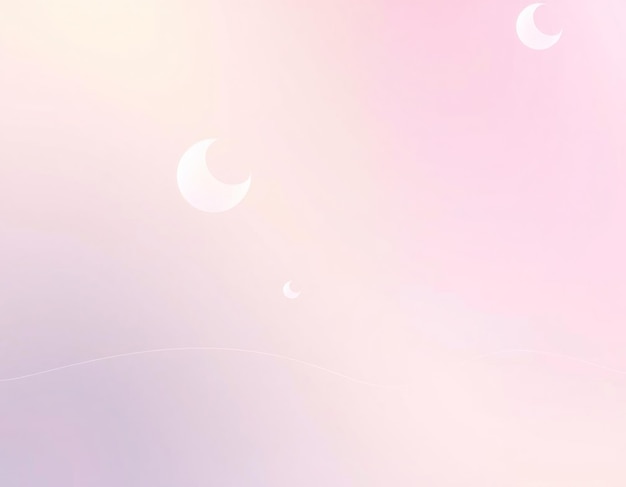 Fondo rosado y púrpura minimalista con lunas medias blancas