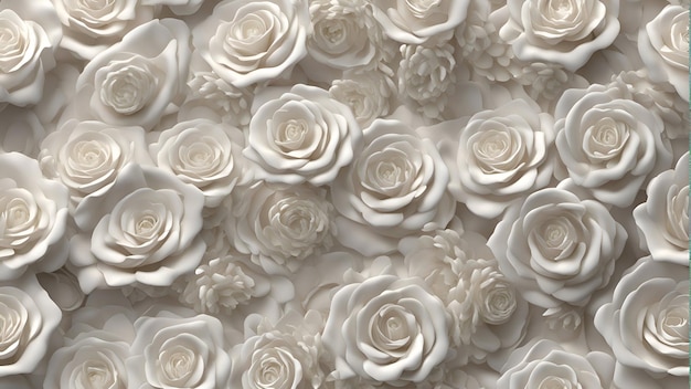 Foto fondo de rosas blancas ilustración 3d sin costuras