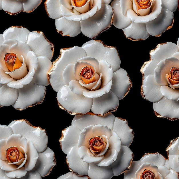 Foto fondo de rosas blancas con perlas diseño de papel tapiz de estilo realista 3d