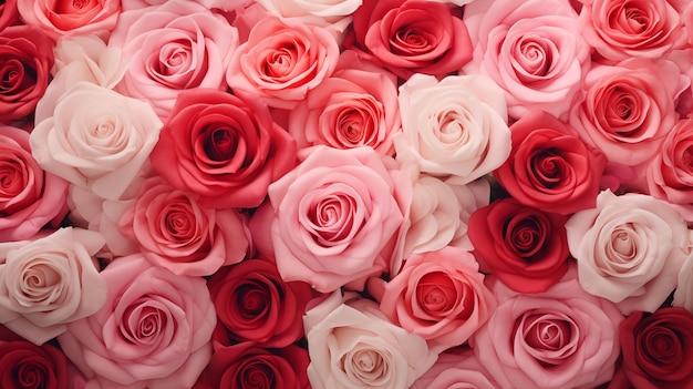 Fondo de rosas mezcladas para el Día de San Valentín