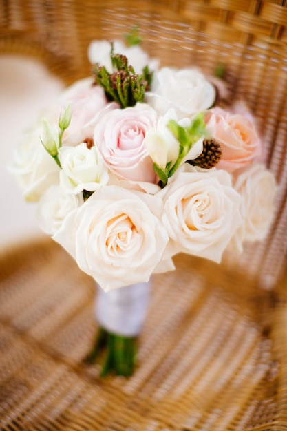 Fondo de rosas de ramo de boda nupcial Estilo de boda de bellas artes