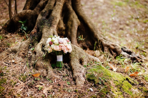 Fondo de rosas de ramo de boda nupcial Estilo de boda de bellas artes